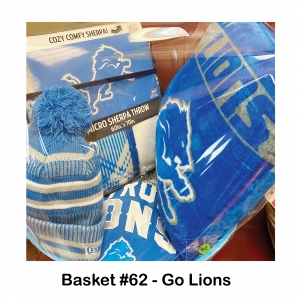 Detroit Lions 3/4 Sleeve
Women’s Large T-shirt,
Detroit Lions Blanket,
Detroit Lions Hat,
Detroit Lions Pillow
